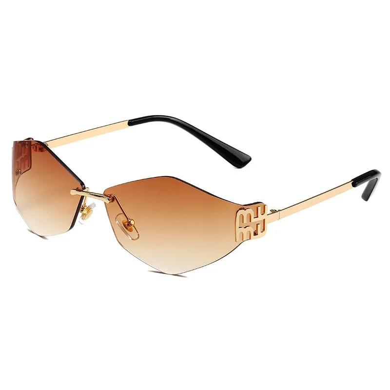 Mu ромб модные роскошные женские солнцезащитные очки без оправы брендовые