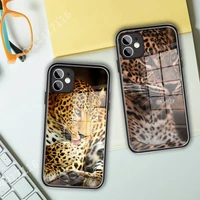 ferocious leopard animal phone case tempered glass for iphone 13 11 pro xr xs max 8 x 7 plus 12 mini phone full coverage covers