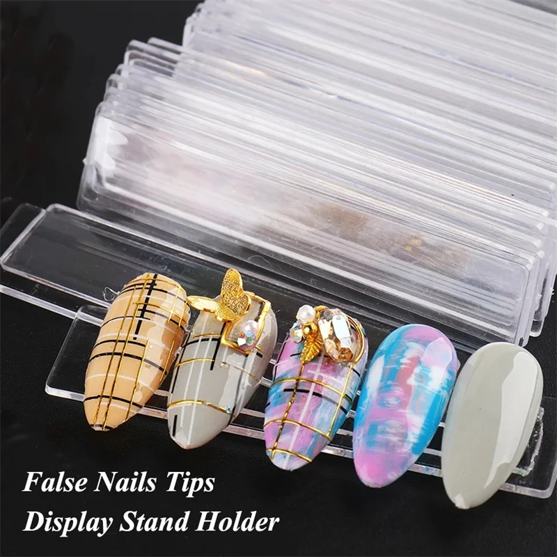 

2pack 50pcs/pack False Nail Tips Nail Art Display Stand Acrylic Gel Polish Holder False Nails Practice Shelves Manicure Show
