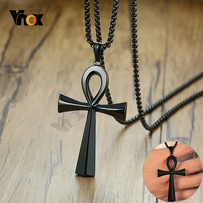 

Vnox Religion Egyptian Ankh Crucifix Necklaces Stainless Steel Symbol of Life Cross Pendants Prayer Gifts Jewelry