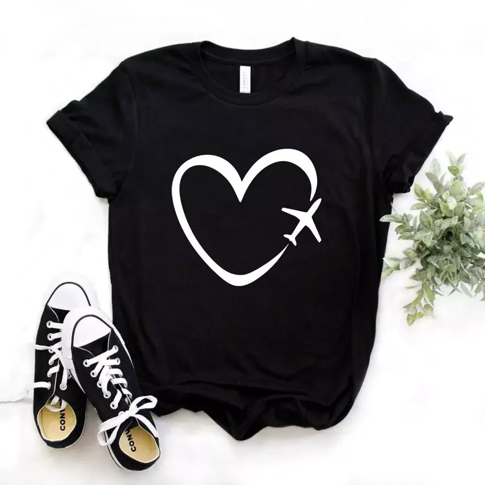 

plane heart love Print Women tshirt Cotton Casual Funny t shirt Gift Lady Yong Girl Top Tee 6 Color A-1121