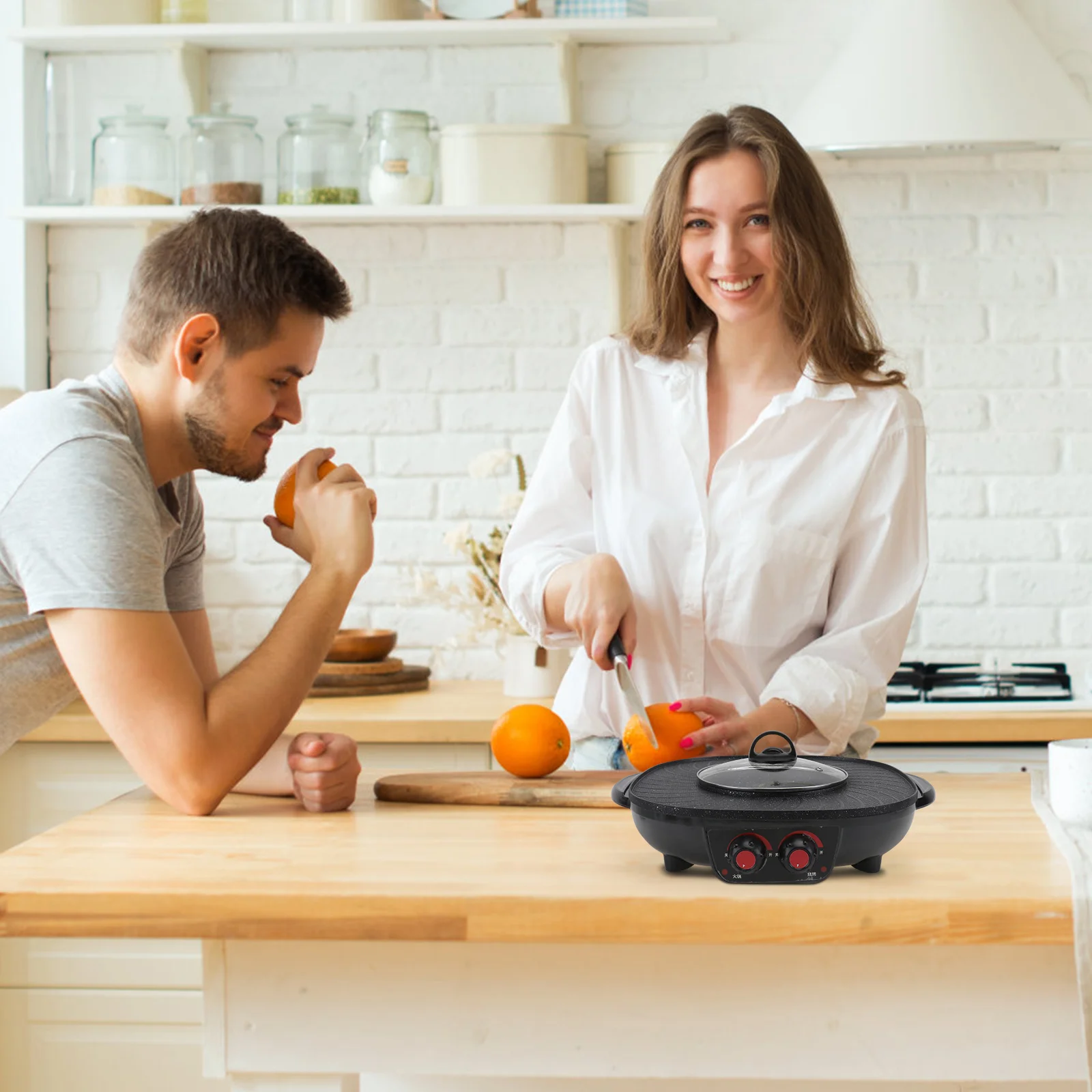 1 шт. Электрический горшок с двойным управлением антипригарные прочные