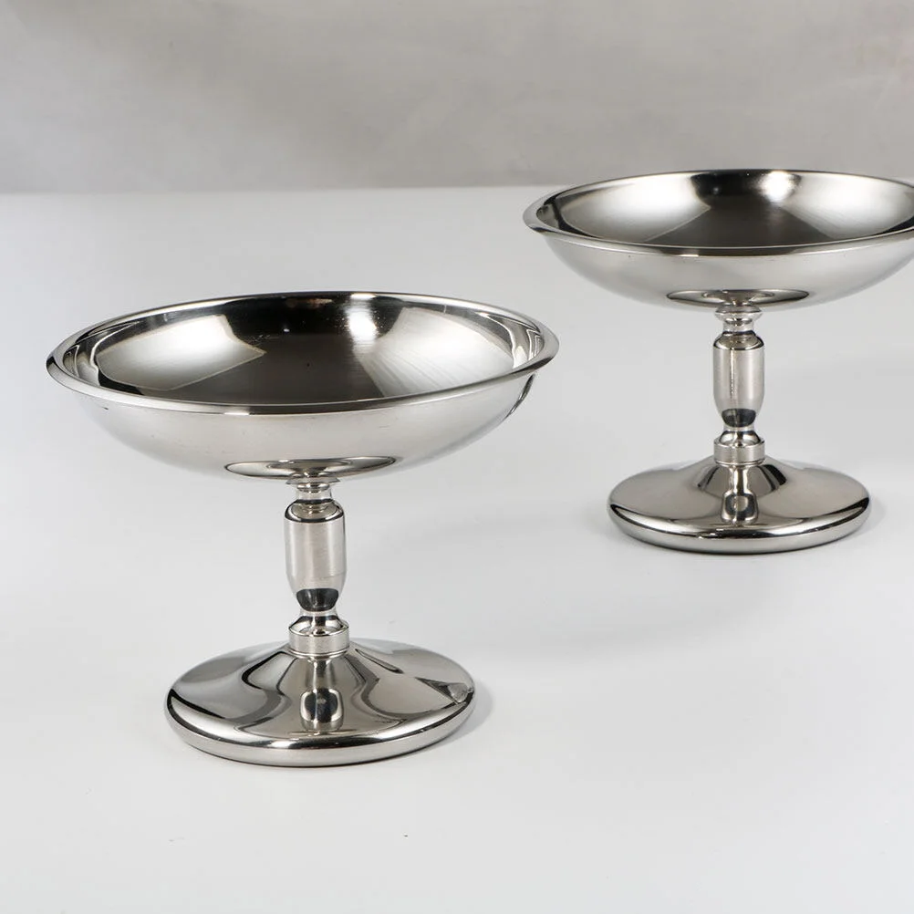

Ice Cream Bowl Stainless Steel Containers Dessert Salad Cup Household Smoothie Exquisite Food Pudding High Base