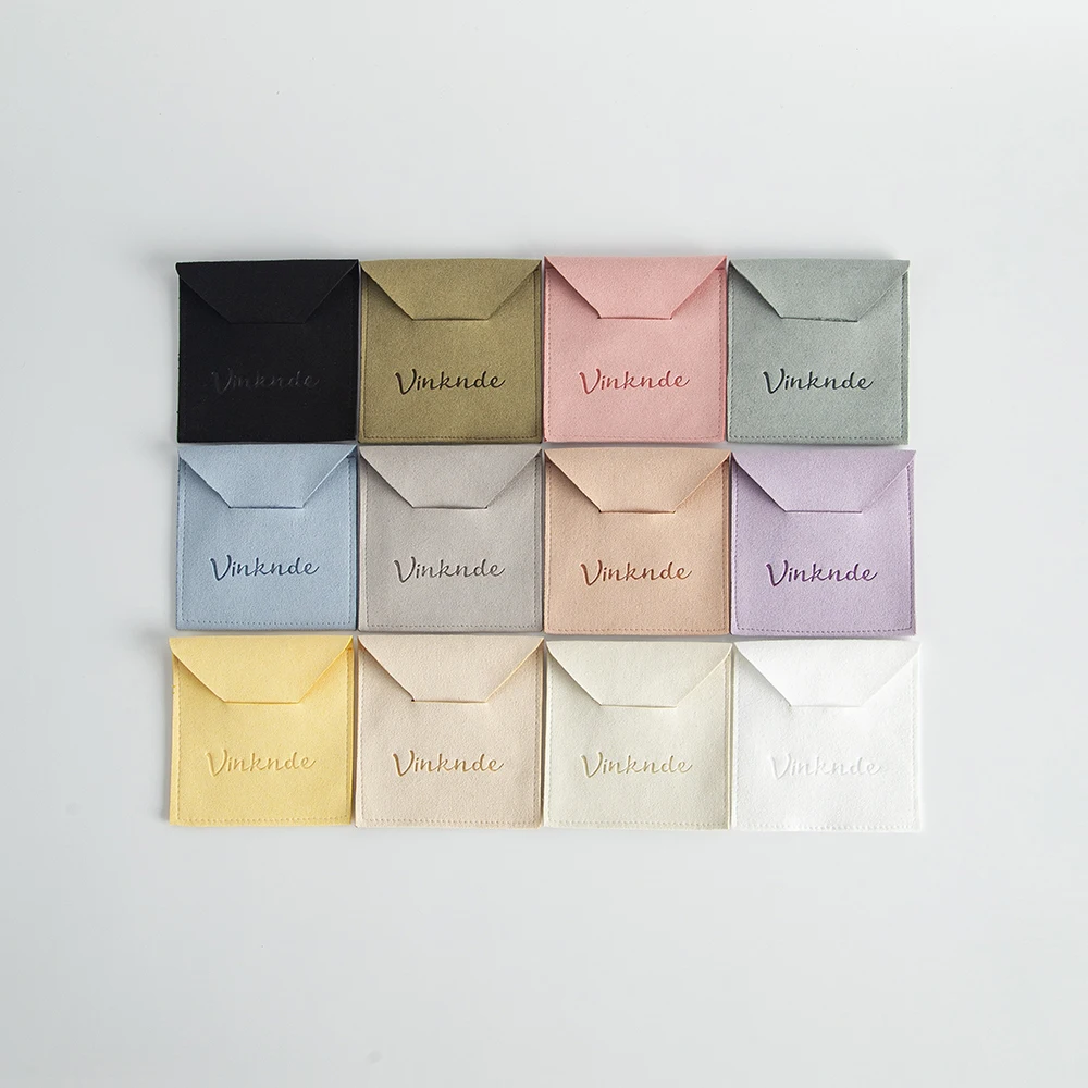 DIY Jewelry Packaging Pouches Custom Logo Envelope Insert Microfiber Suede Bags Wedding Birthday Bar mitzvah Party Gift Pouch