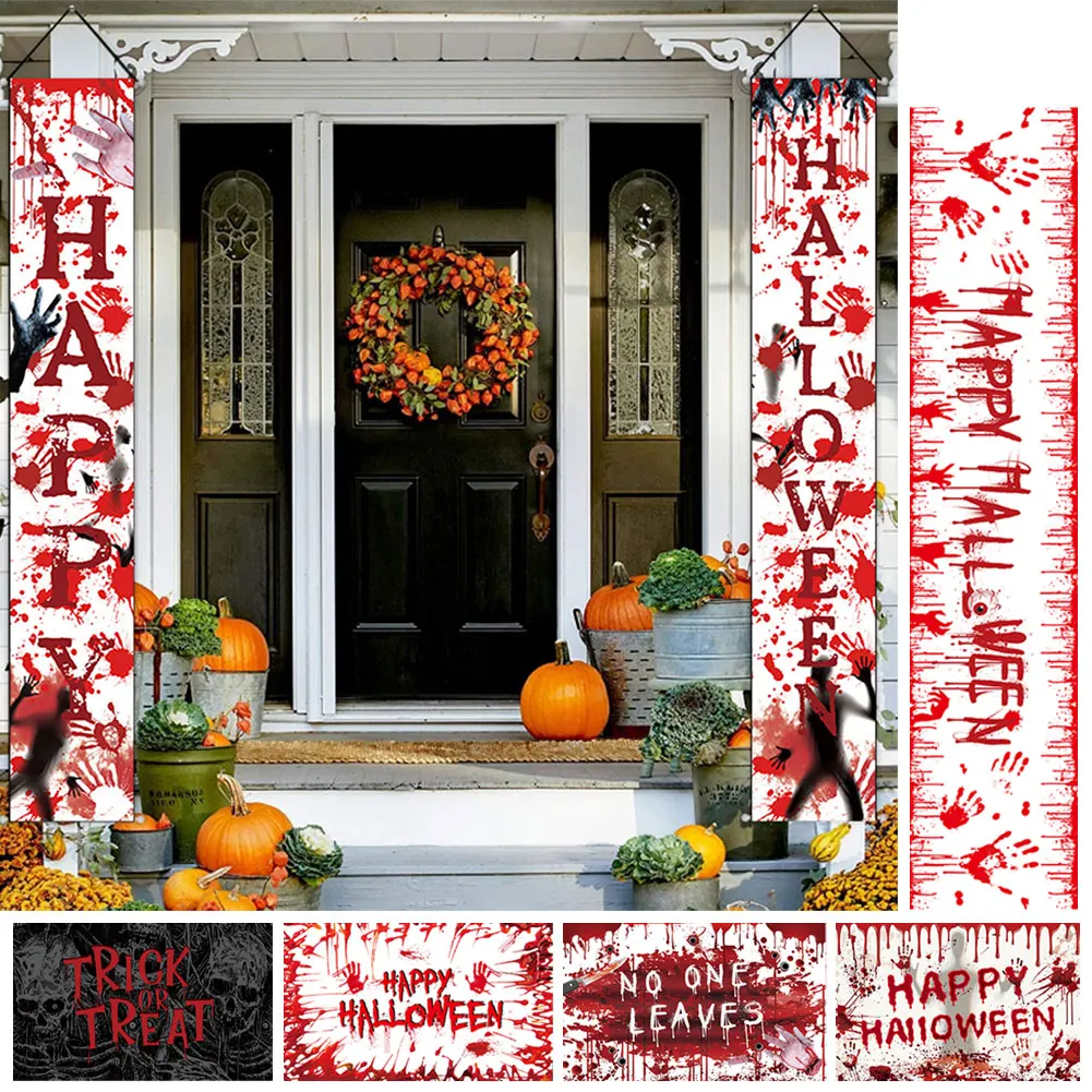 

Halloween Tapestry 180*170cm Wall Hanging Horror Bloody Fingerprint Tapestry Banner Home Decor Backdrop for Living Room Party