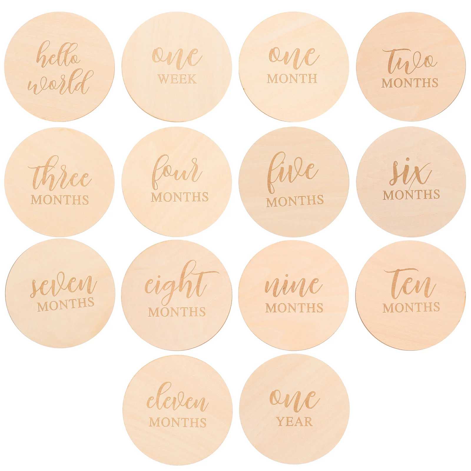 

14Pcs Baby Milestone Photo Props Wood Discs Cards Party Ornament Decoration