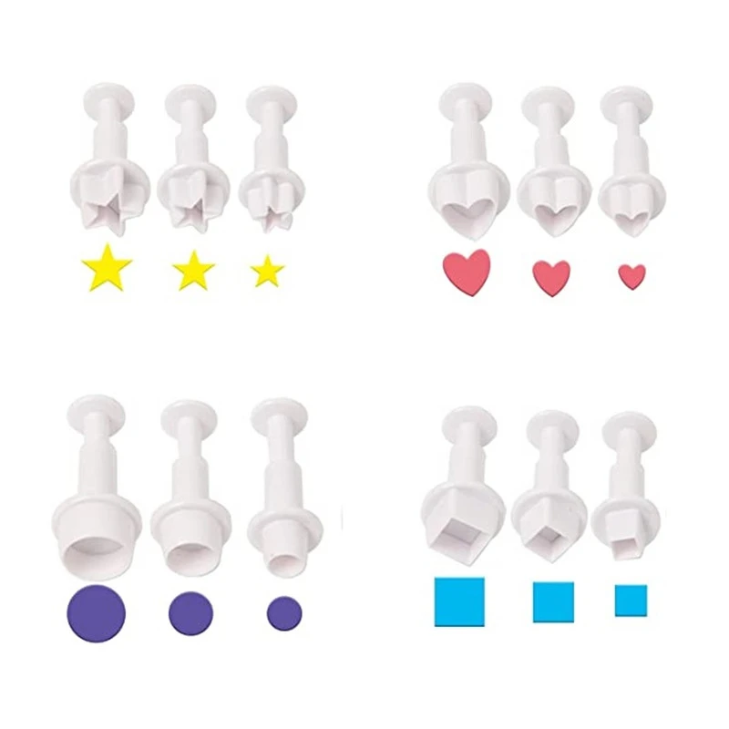

50Set Plunger Fondant Biscuit Cookies Cutter Mold Heart Star Square Circular Pattern Mini Sugarcraft DIY Cake Decorating Tools