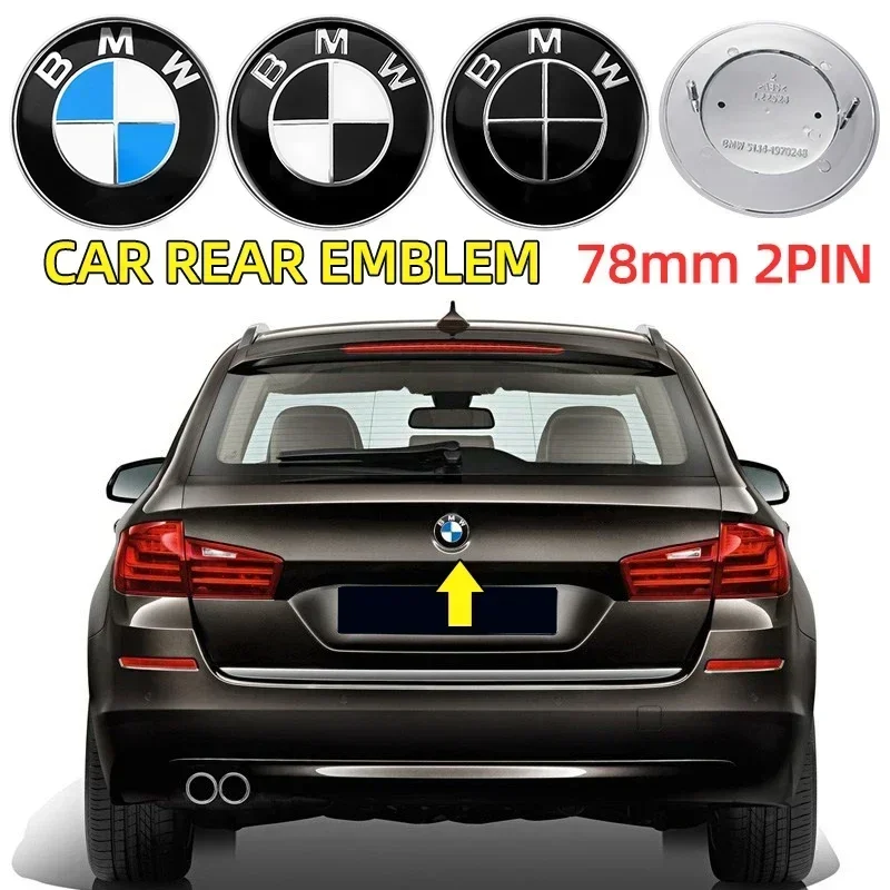 1pcs 78mm 2 Pins 51141970248 Car Rear Boot Trunk Emblem Badge Logo Accessories for BMW E66 E53 X5 E71 F25 E70 F26 F15 F16 F10