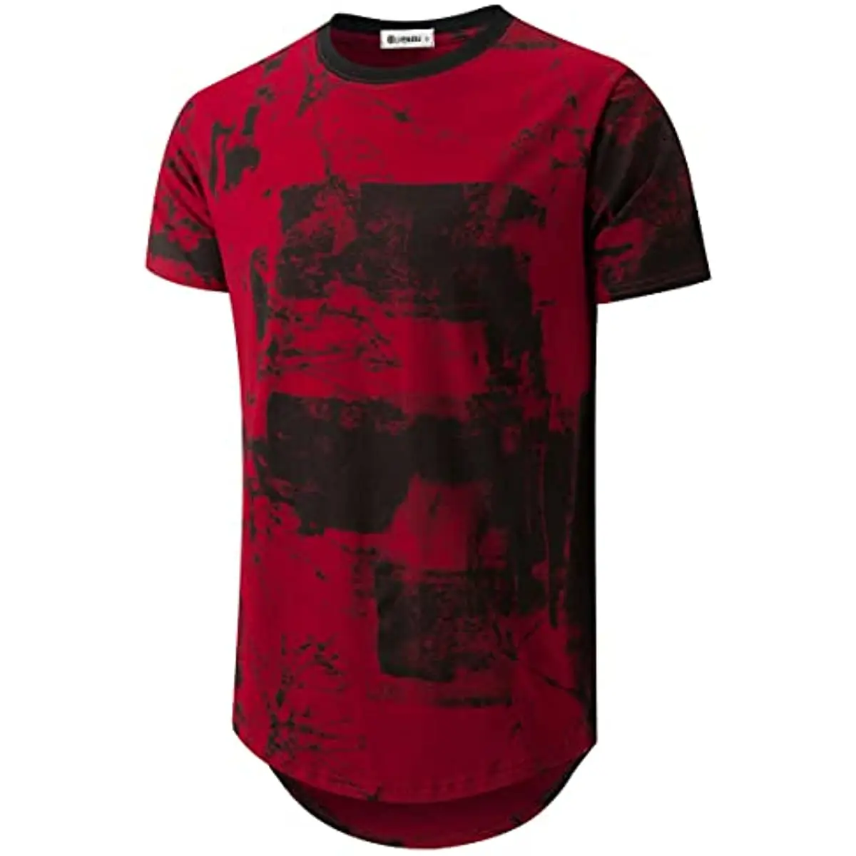 

Mens Hipster Hip Hop Round Hemline Pattern Print T Shirt