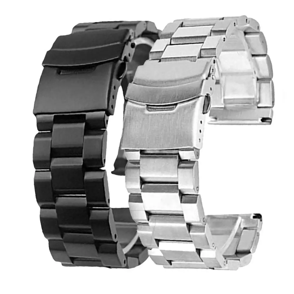 

18/20/22/24mm Replacement Double Buckles Stainless Steel Wrist Strap Watchband