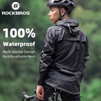 rockbros outdoor hooded raincoat camping hiking cycling windproof waterproof jacket reflective rain coat rainwear windbreaker