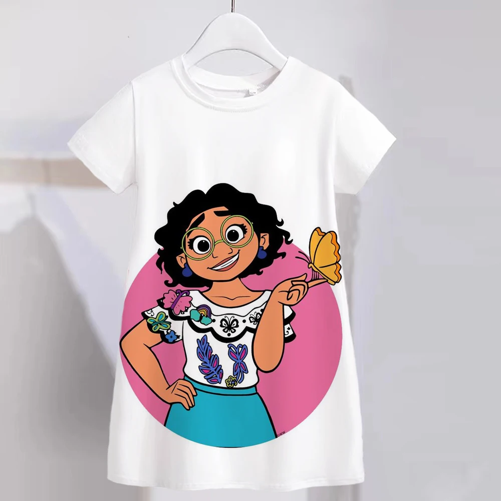 

Платье Принцессы Disney Mirabel для девочек, красивые платья, вечерние фэнтезийные костюмы, Детские повседневные платья-футболки, летние платья