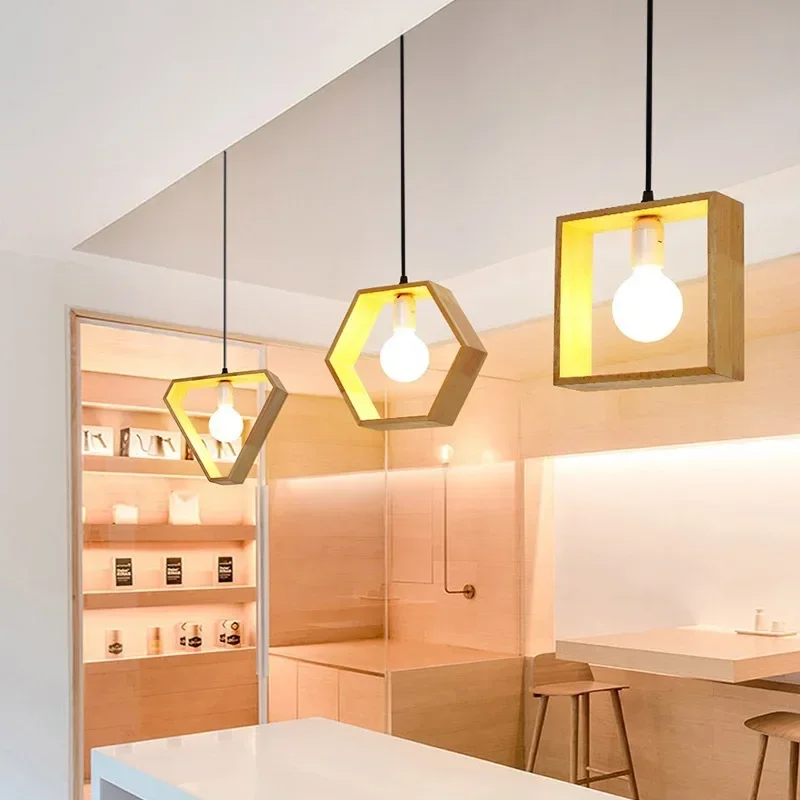 

Современная креативная деревянная люстра E27 из кованого железа и потолочная лампа, промышленный подвесной светильник для кухни, гостиной, кафе