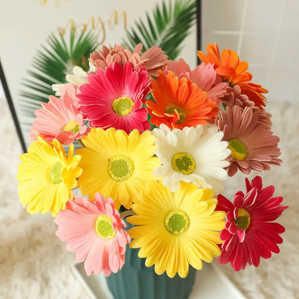 

Gerbera Flowers Silk Daisy Bride Bouquet for Christmas Home Wedding DIY Party Decoration Fake Plants Sunflower Artificial Flower