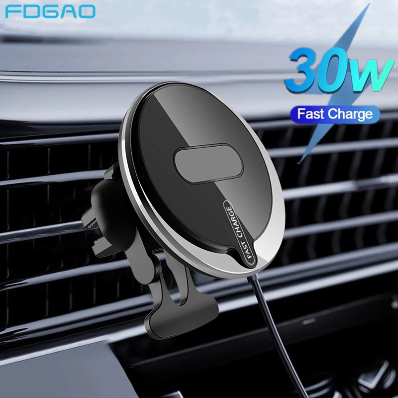 

FDGAO Magnetic Car Wireless Charger Mount 30W Fast Charging Phone Hoder For iPhone 13 12 Max Pro Mini Magnet Qi Chargers Stand