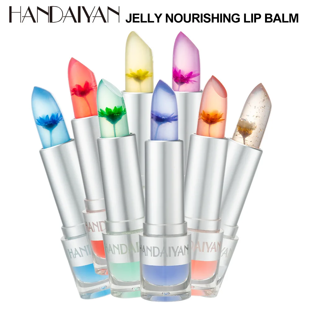 

Cosmetic Nutritious Moisturising Waterproof Flower Lip Balm Jelly Lipstick Temperature Color Change Crystal Lip Gloss
