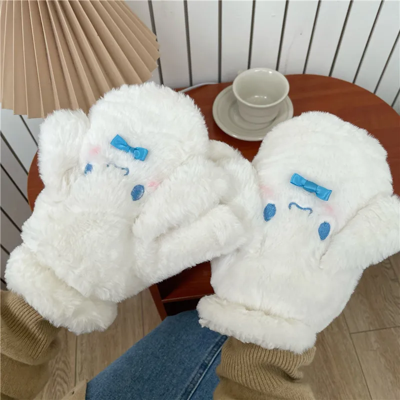 

Милые Мультяшные кавайные аниме Sanrio Cinnamoroll Roll уличные велосипедные холодные плюшевые теплые перчатки шарф подарок