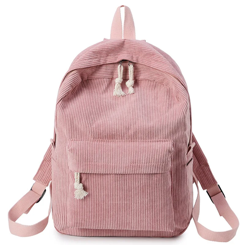 

Corduroy Preppy Striped Teenage Backpack Backpack Soft Backpack Design Fabric Female Girls School For Style Women