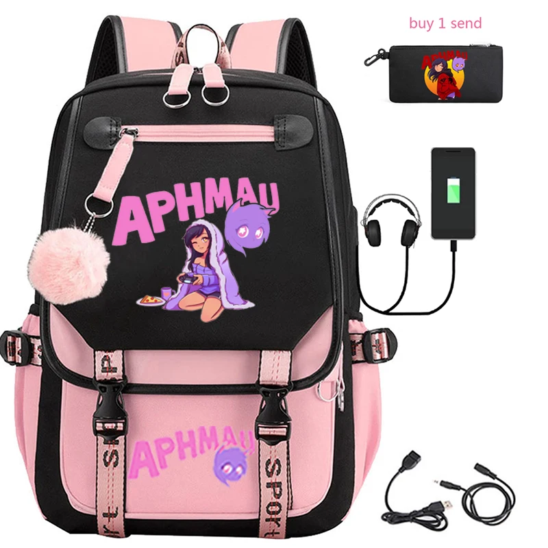 Aphmau anime backpack travel USB school bag male student back gift