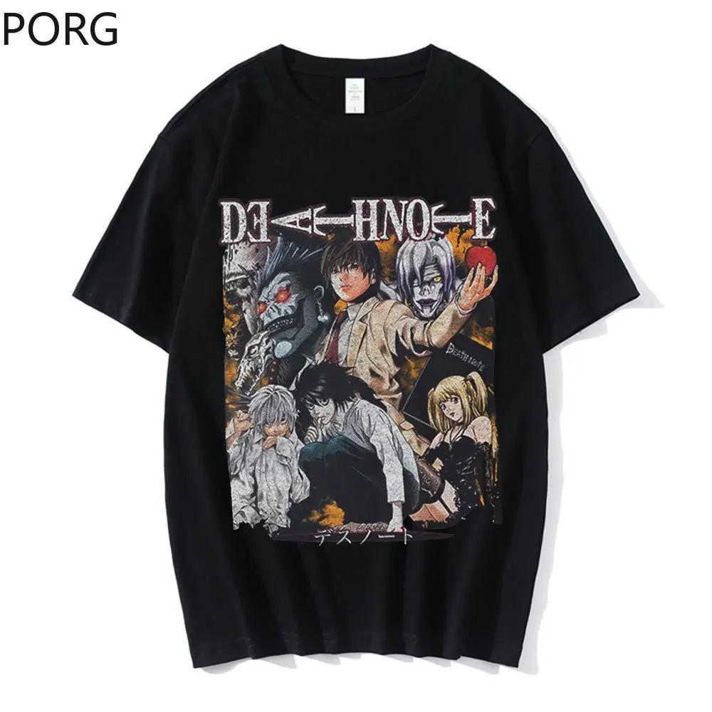Anime Death Note T Shirt Men Summer Tops Manga Yagami Light Misa Amane Graphic Tees Harajuku Unisex T-shirts Male Streetwear