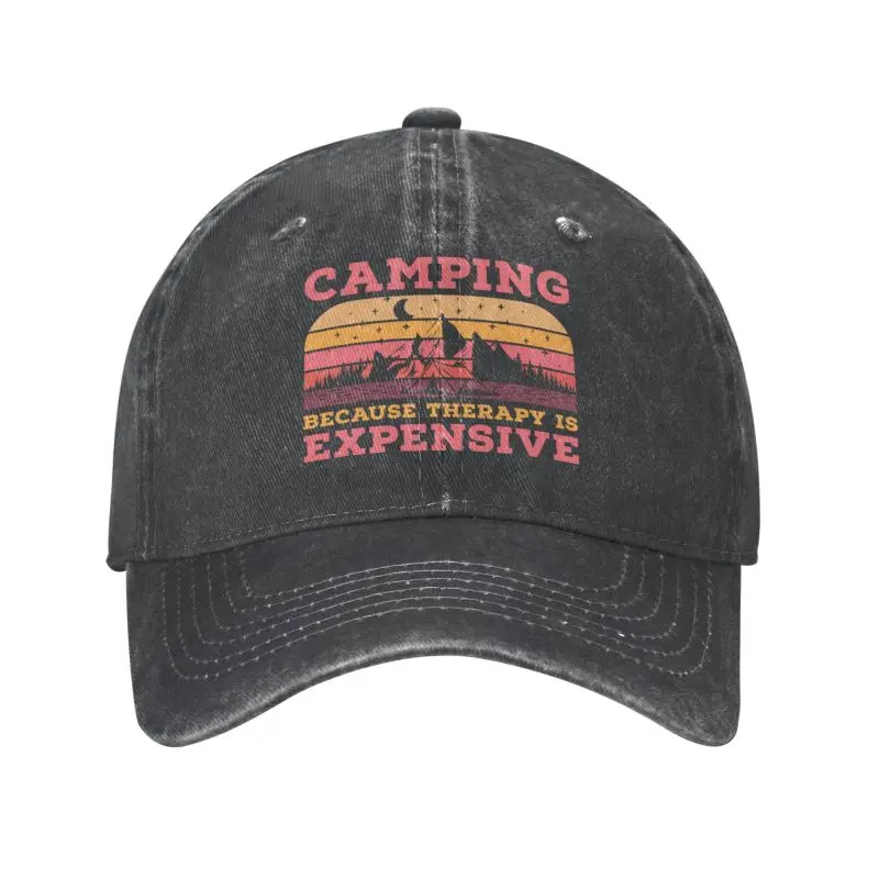 New Punk Cotton Camping Because Therapy Is Expensive Baseball Cap Men Women Adjustable Outdoors Adventure Dad Hat Sun Protection