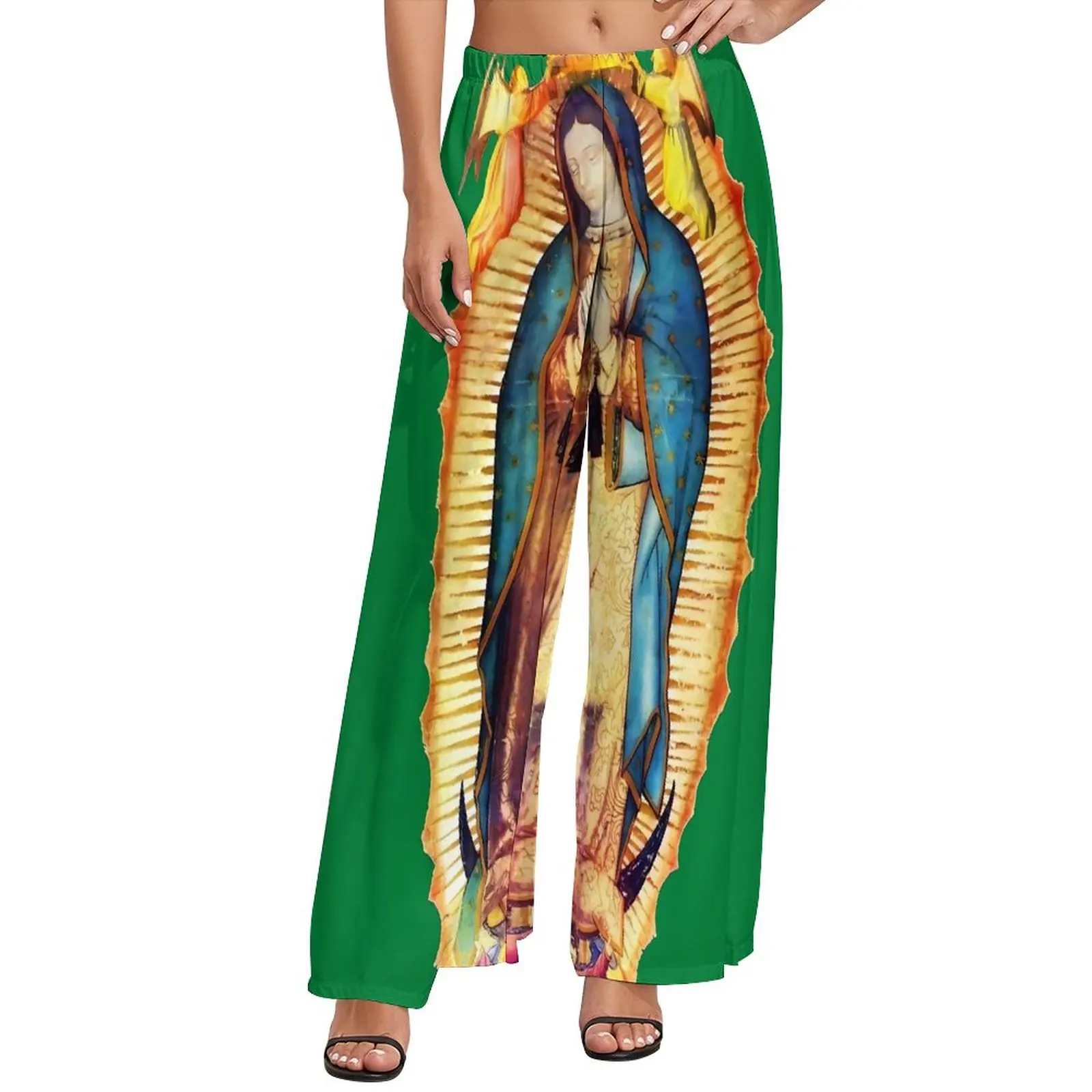 

Женские брюки с эластичной талией, Дева Мария, повседневные брюки, уличная одежда, Дизайнерские широкие брюки