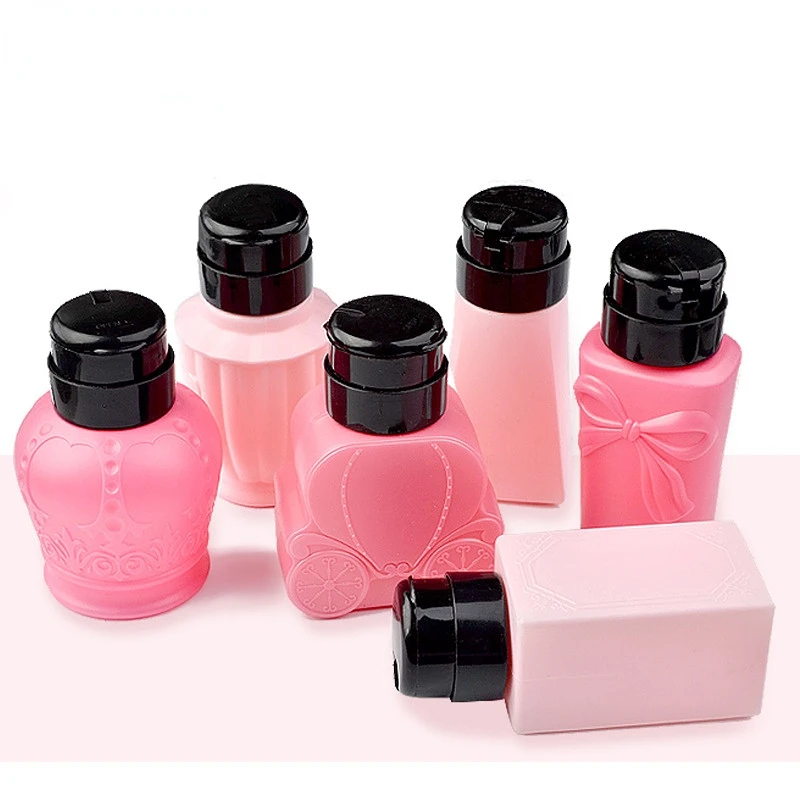 

250ml Empty Pump Alcohol Liquid Dispenser Press Bottle Nail Polish Remover Cleaner Bottle Make Up Refillable Container