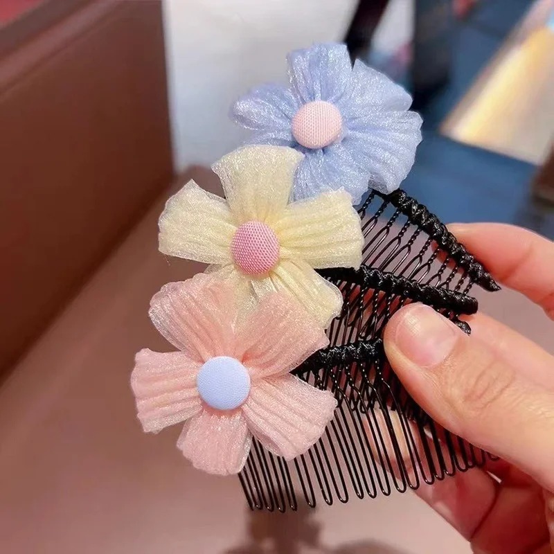 

3pc Kawai Flower Haircomb for Kid Children Students Girls Hairgrips Hair Claws Clip Hairpin Hair Barrette Accessories