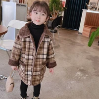girls woolen coat jacket outwear 2022 brown plus thicken spring autumn cotton%c2%a0overcoat comfortable teenagers tops childrens clo