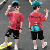 boys summer casual outfit t shirt shorts 2pcs set teen boys clothes children sport suit kids tracksuit 4 6 8 9 10 11 12 years