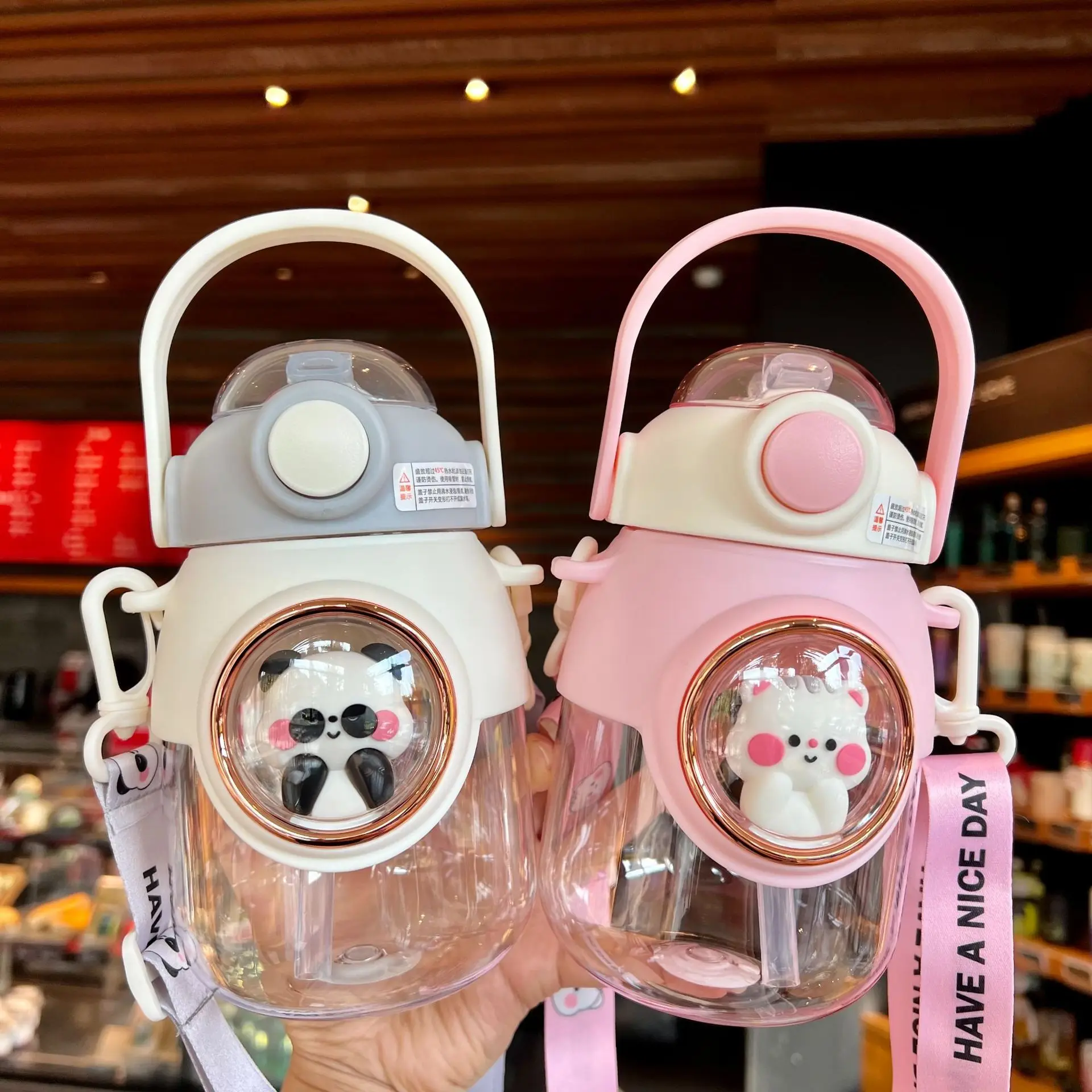 

Children's Student Cute Straw 820ml Space Cartoon Water For Girls Bottle Kids School Capsule Cup Plastic Capacity Large Kawaii