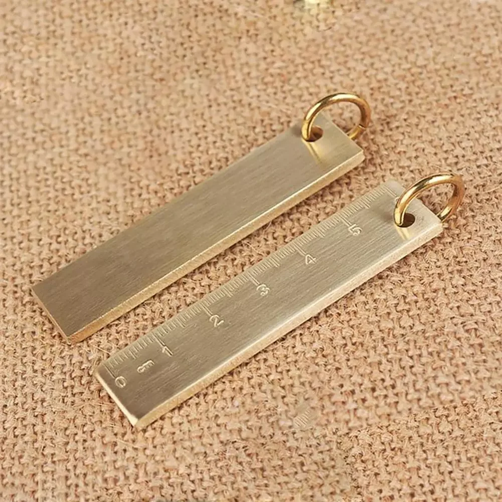 

Eco-friendly Simple Small Copper Ruler Key Ring Ornament Thickened Key Chain Charm Anti-lost for Earphone Sleeve