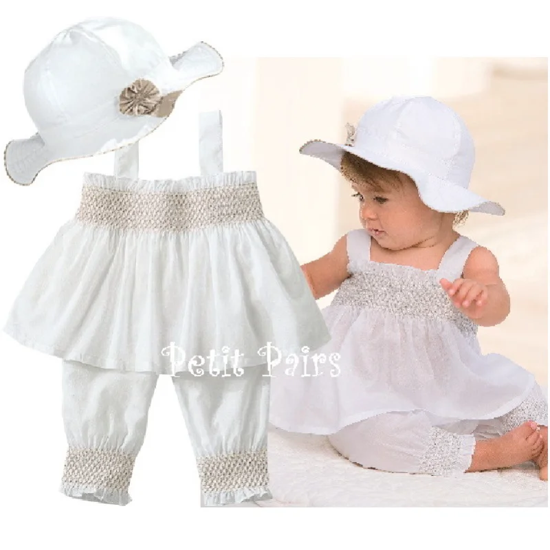 

Baby Girls Clothes Suits Sun Hat Pants Sets bebe clothing outfits fashion newborn jumpsuits White Princess 3-Pieces Suit