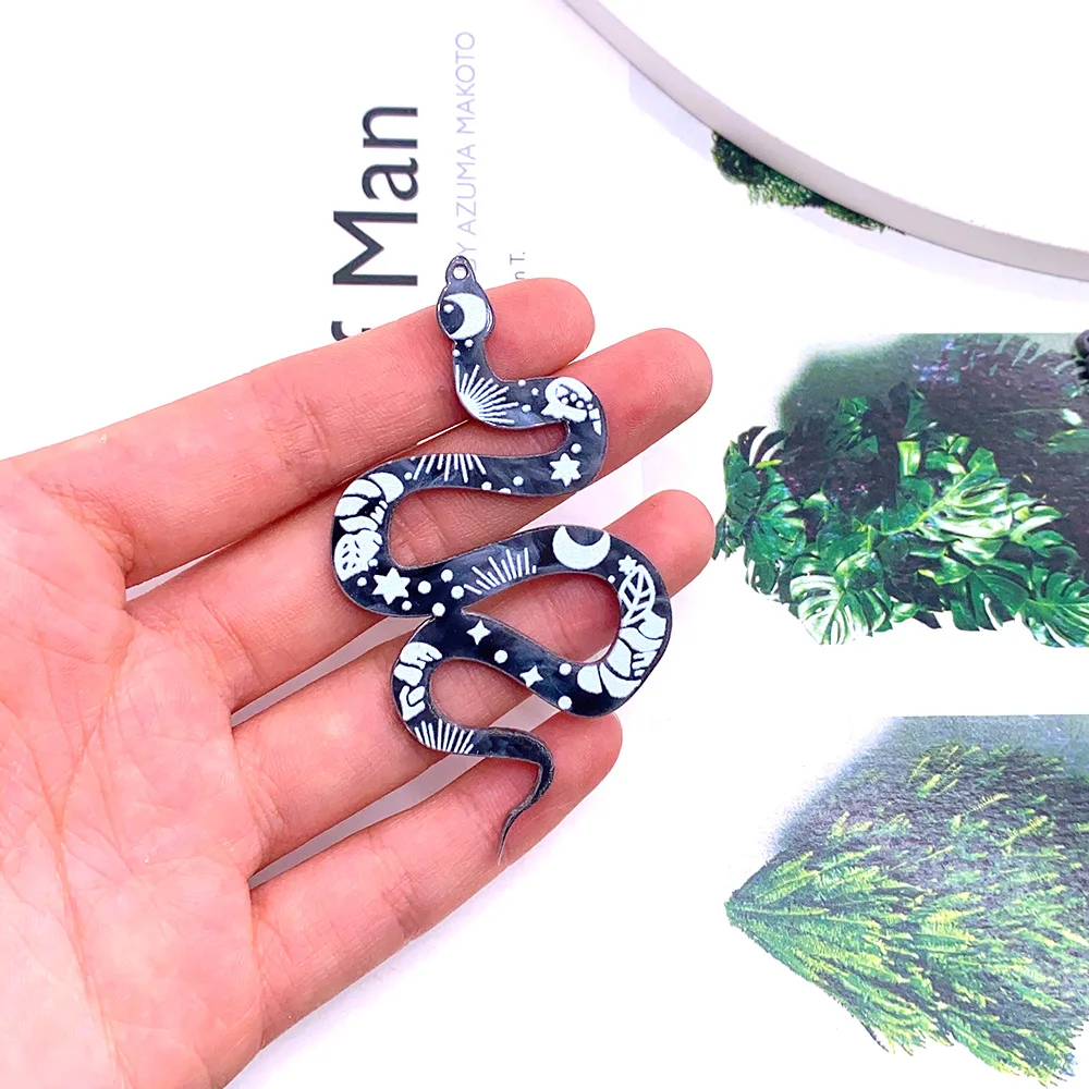 10 шт. большие пикантные черные лунные змеи акриловые серьги подвески роза цветок