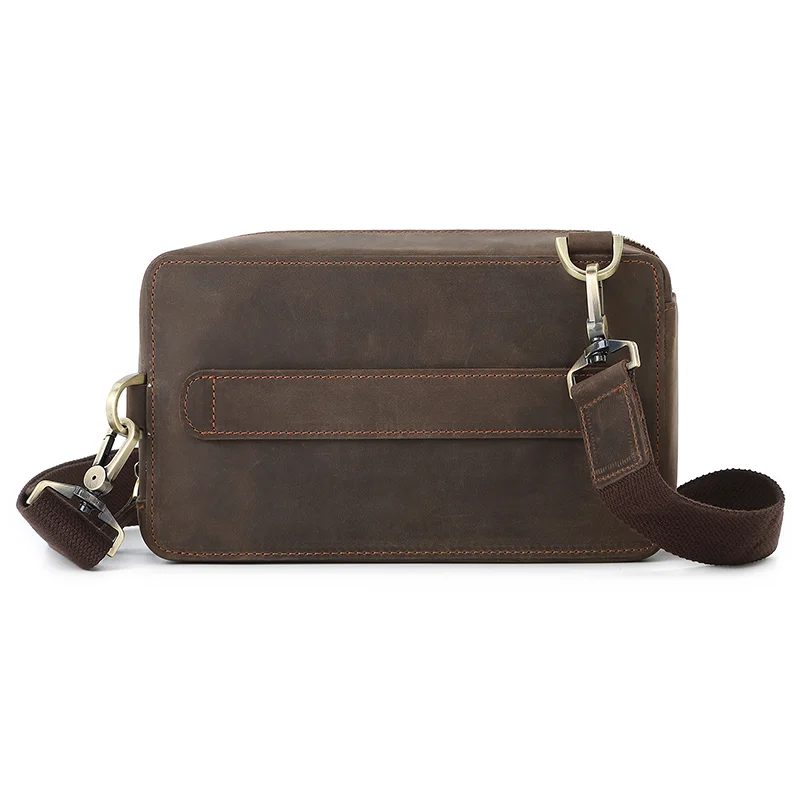 Мужская сумка в деловом стиле на плечо из воловьей кожи многофункциональная