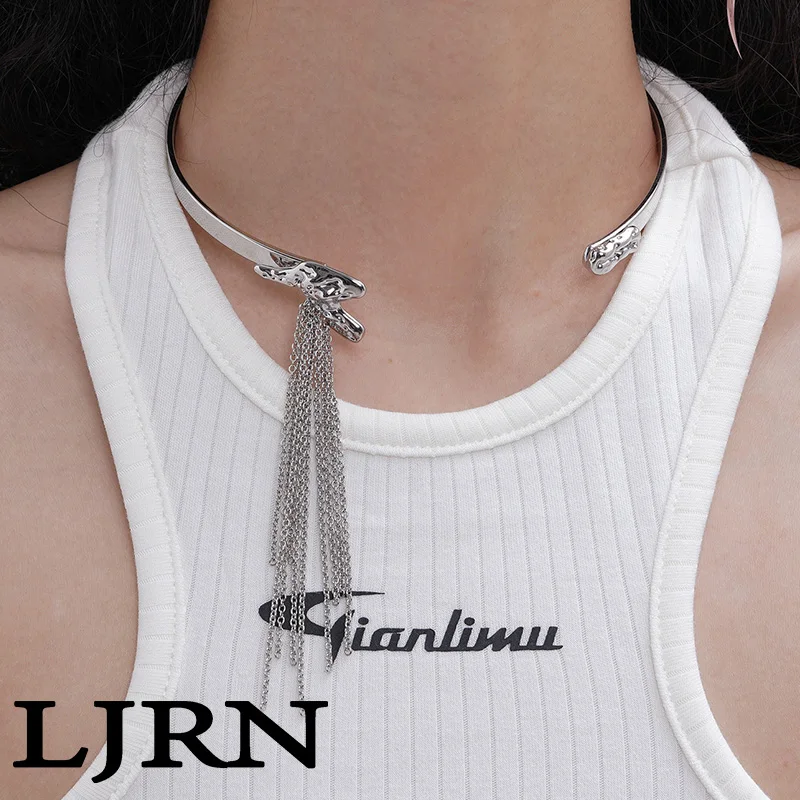 

Новинка 2022, металлическое ожерелье, платиновая Геометрическая цепочка с латунным покрытием, Крутое ретро-Ожерелье-чокер для женщин, ювелирные изделия