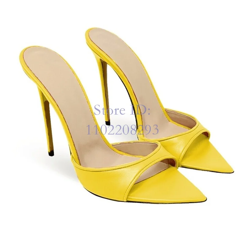 Римские тапочки на шпильке с острым носком однотонные сандалии из искусственной