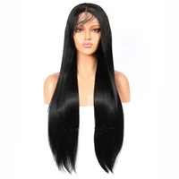 long black straight t part lace front wig for women