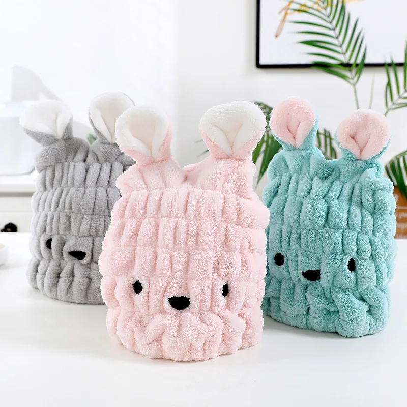 

New Soft Absorbent Coral Fleece Hair Drying Cap Children's Hair Drying Towel Multi-color Drying Hair Shower Cap Bag Head Scarf