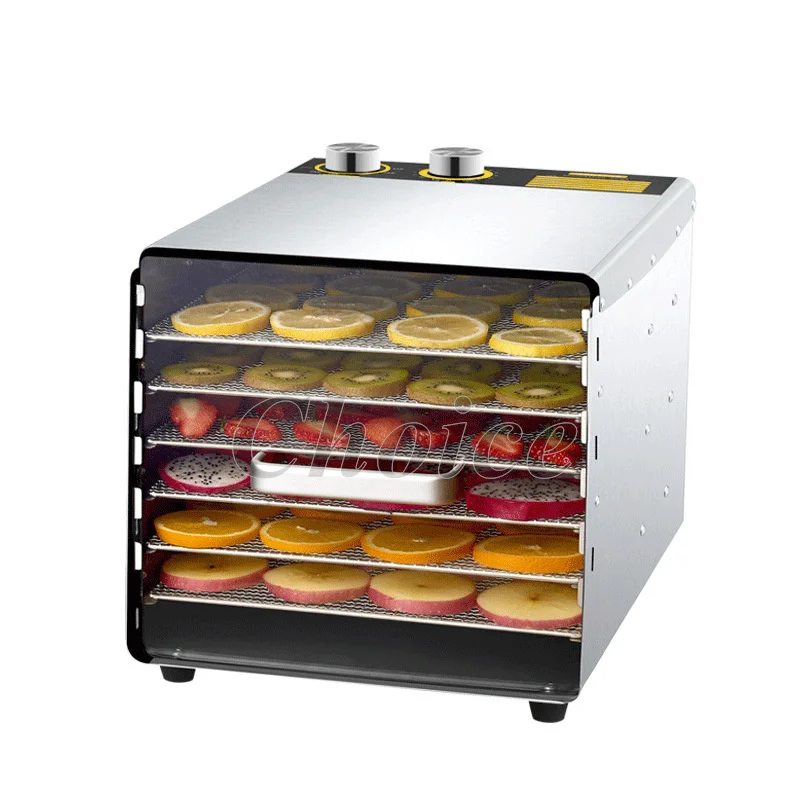 

110V 220V 6 Trays Dried Food Dehydrator Snacks Dehydration Air Dryer Stainless Steel Fruits Vegetable Herb Meat Drying Machine