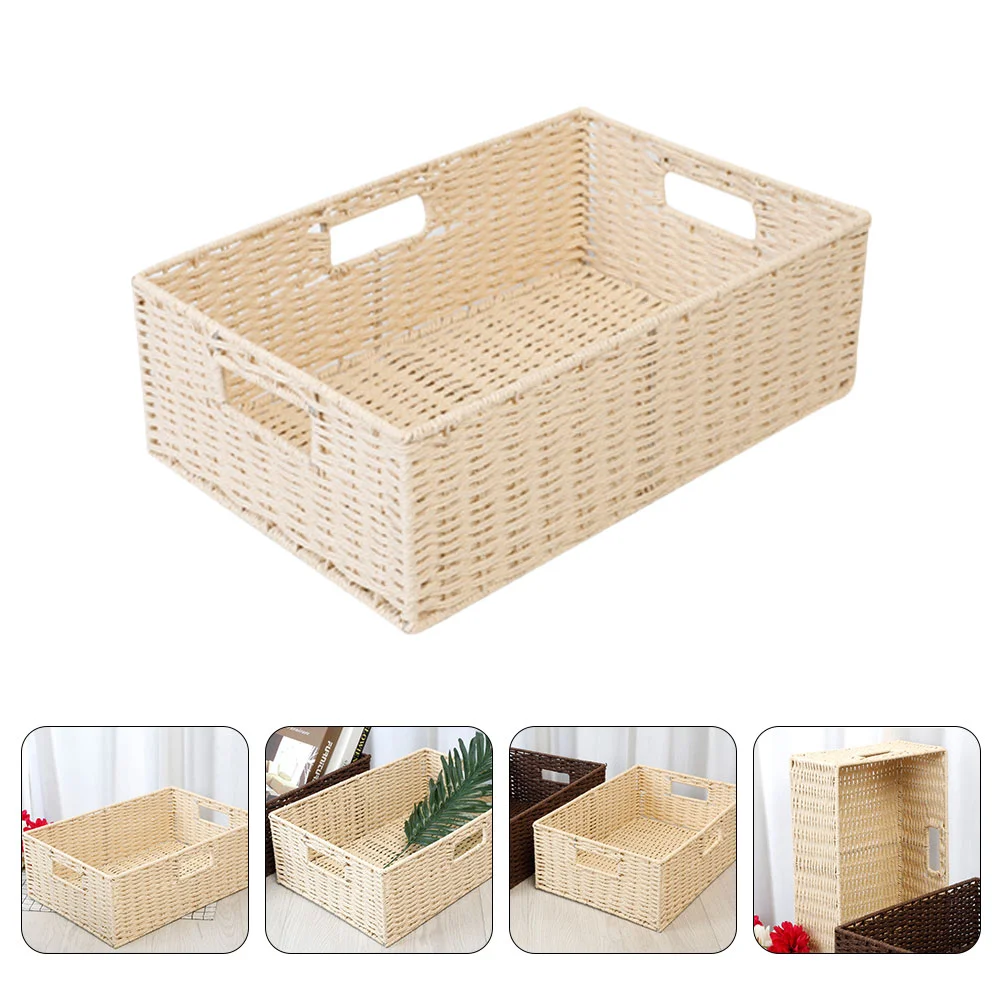

Basket Woven Storage Baskets Seagrass Sundries Organizer Holder Hamper Hand Willow Wickertable Square Desktop Home Rattanbin