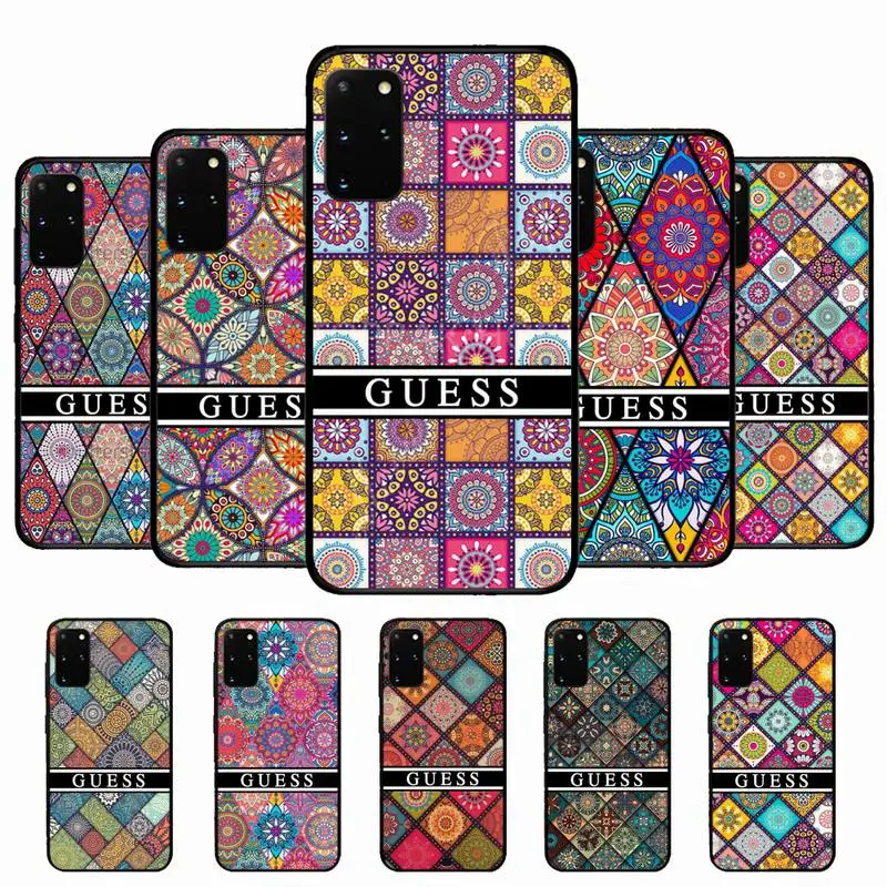 

Luxury brand Guess Mandala Flower Totem Art Phone Case For Samsung Galaxy S20lite S21 S21ULTRA s20 s20plus S21plus 20UlTRA