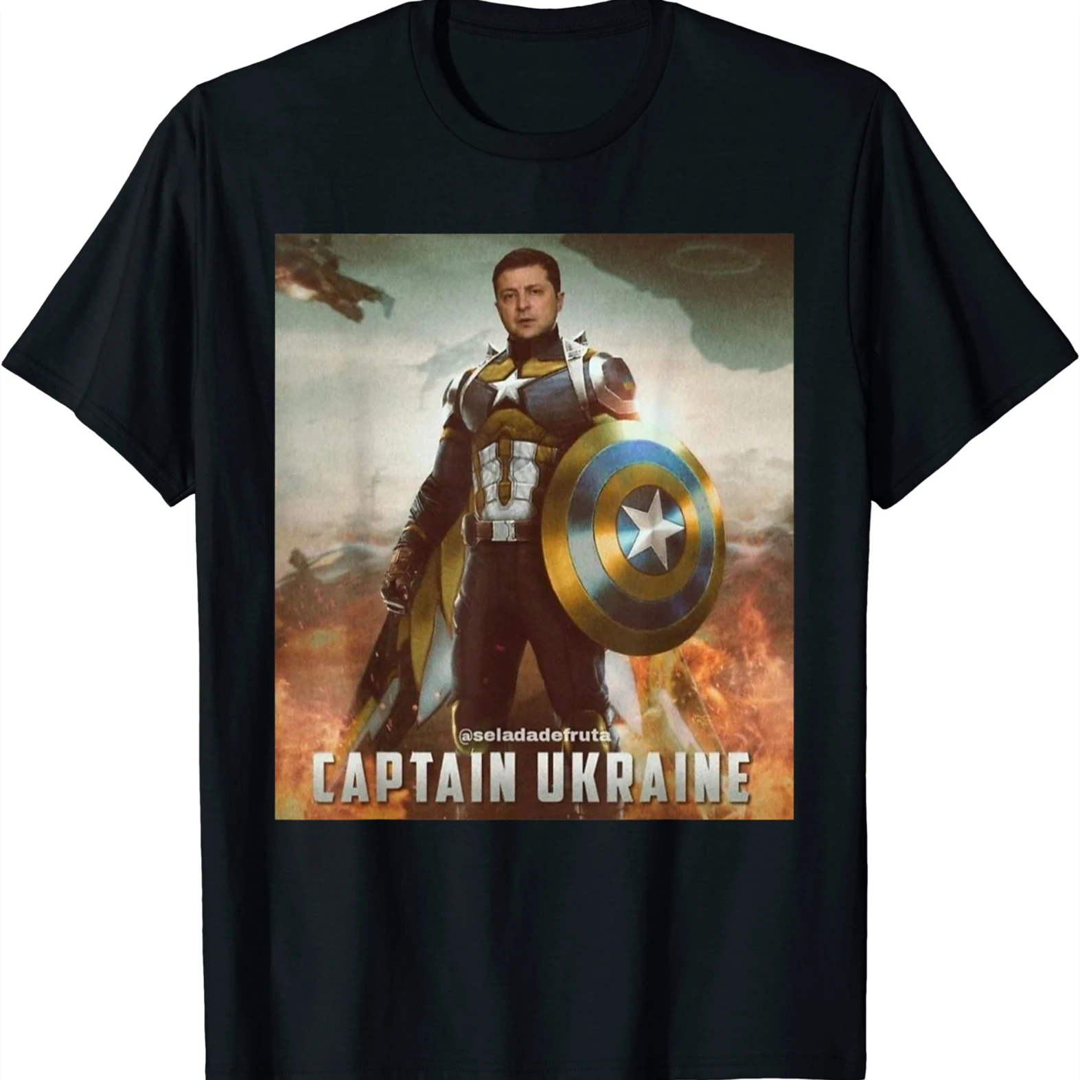 

Captain Ukraine Hero Ukrainian T-Shirt S-3XL Summer Cotton Short Sleeve O-Neck Men's T Shirt New