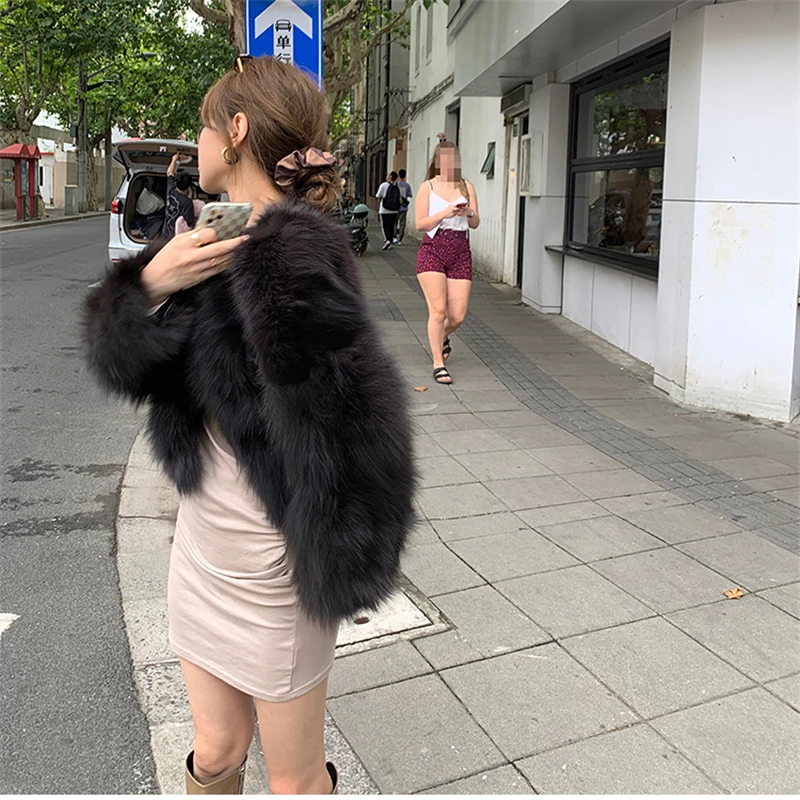 2022 Women Winter Faux Fox Fur Coat Korea Fashion Elegant Warm Coats Loose Outercoat Lady Party Club Outfits Casual White Black