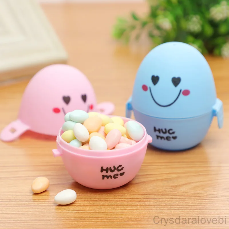 

48PCS New Smiley Face Up And Down Open Easter Egg Small Storage Box Plastic Buckle Wedding Candy Box Creative Candy Box