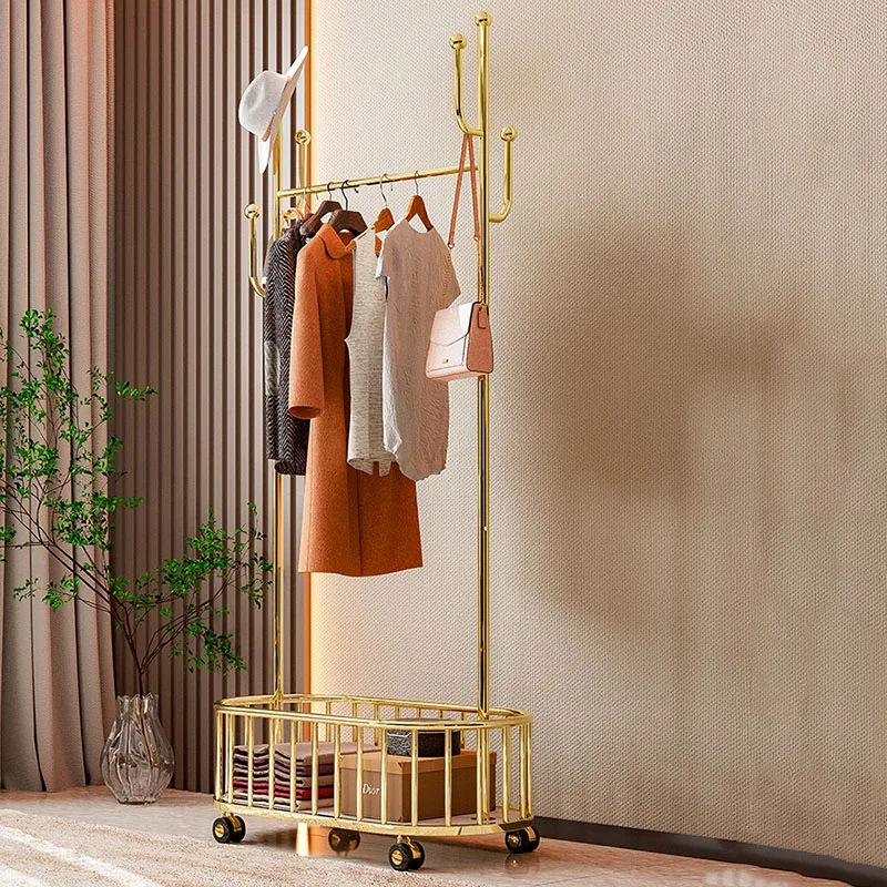 

Man Standing Clothes Rack Stand Floor Storage Luxury Gold Display Clothes Rack Outdoor Metal Modern Porte Manteaux Coat Racks A