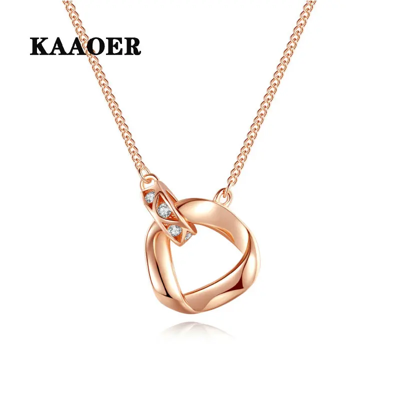 

KAAOER 100% S925 New double loop Ring Endless Love Necklace high quality clavicle chain precious gift for daughter gift