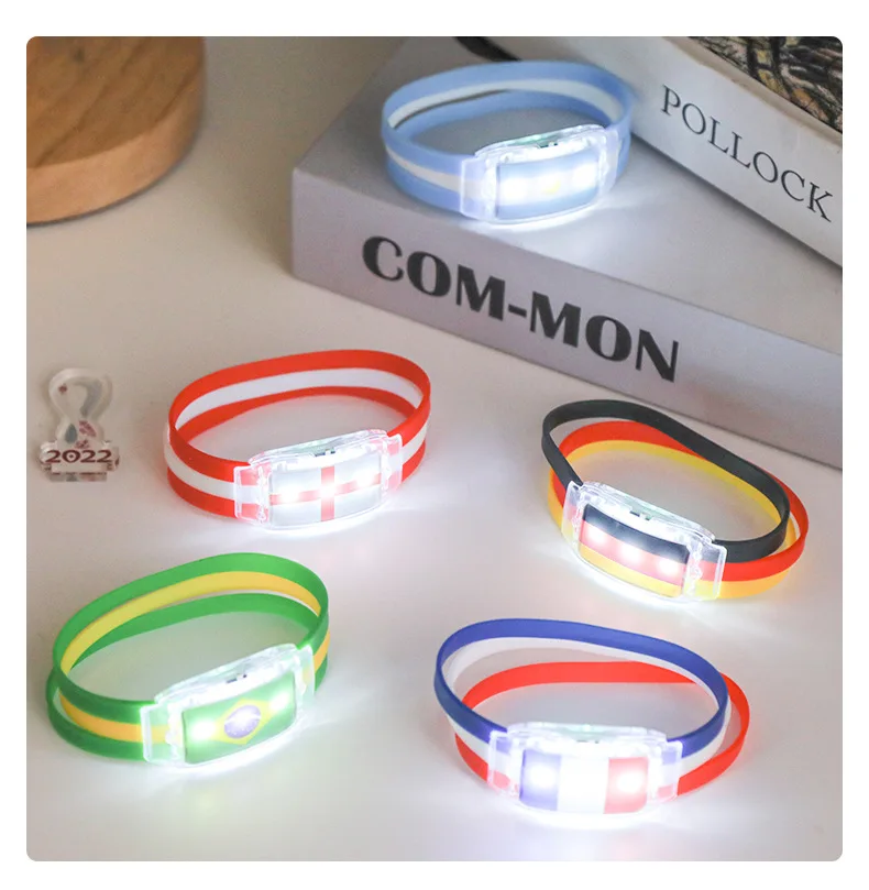 

LED Light Bracelet Games Cheering Atmosphere Props Watch Argentina Brazil Spain France Germany National Flag Cheer Glow Decor