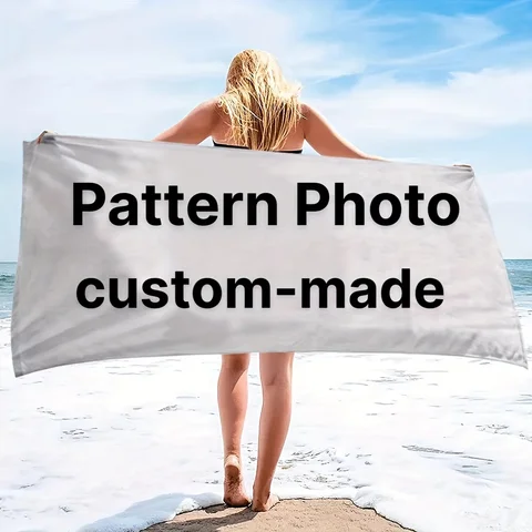 Toalla de playa para una foto para ordenar, foto familiar de mascotas, un canor ligero personalizado hecho de microfibra, regalos para nadar al aire libre, una toalla de baño de secado rápido