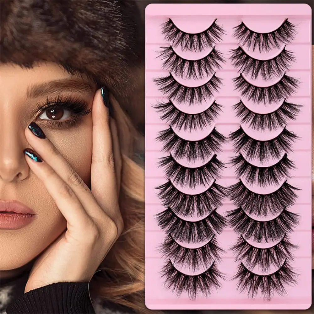 

10 Pairs Eye Lash Makeup Tools Fake Lashes Handmade Soft Crisscross Messy Fluffy False Eyelashes Natural 3D Faux Mink